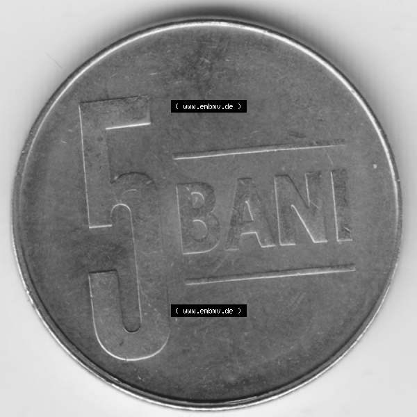 Grau bzw. s/w Münzen Rumänien Umlaufmünze 2005-2012, 5 Bani 2005, Bild mit Vorderseite der Münze als Bildmaterial Sammlung Graustufen
