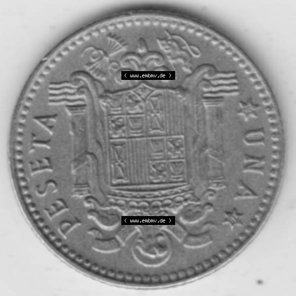 Grau bzw. s/w Münzen Spanien Umlaufmünze 1975-1975, 1 Peseta, Pesete 1979. Vorderseite der alten Peseten Umlaufmünze aus Spanien vor Einführung der Euromünzen in Spanien zum... Sammlung Graustufen