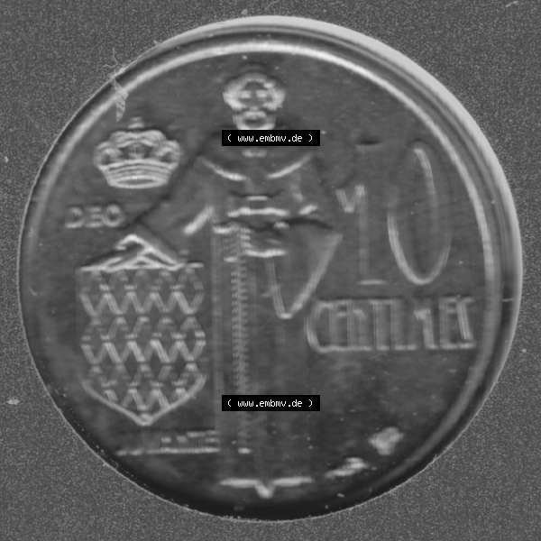 Grau bzw. s/w Münzen Monaco Umlaufmünze 1962-1995, 10 Centimes 1995 (1) Sammlung Graustufen