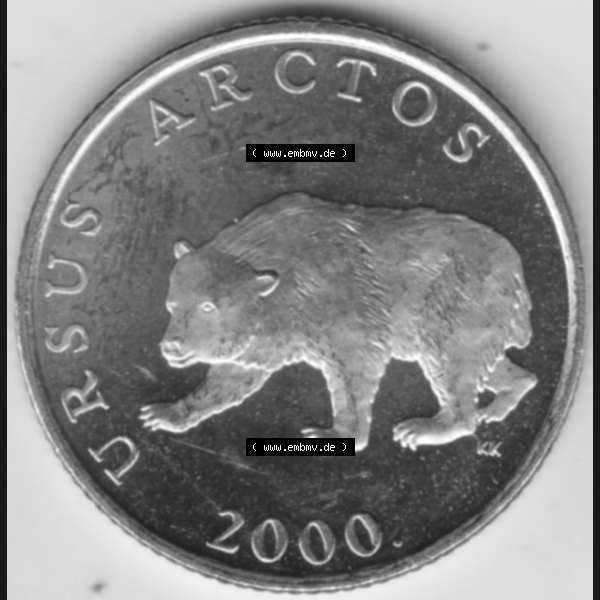 Grau bzw. s/w Münzen Kroatien Umlaufmünze 2000 5 Kuna, Bild mit Vorderseite der Münze als Bildmaterial Sammlung Graustufen