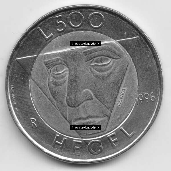 Grau bzw. s/w Münzen San Marino Gedenkmünze 1996-1996, 500 Lire Die Künste. 500 Lire Gedenkmünzen von San Marino Eurovorläufer als Bildmaterial im online Katalog und Datenbank erhältlich. Sammlung Graustufen