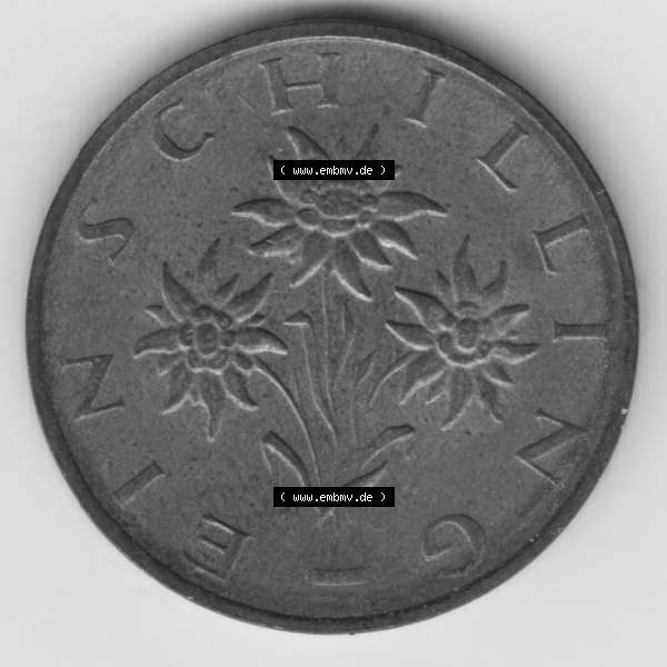 Grau bzw. s/w Münzen Österreich Umlaufmünze 1959-2001, 1 Schilling 1991 I., Bild mit Rückseite der österreichischen Münze als Bildmaterial, des Bildes zur deiner... Sammlung Graustufen