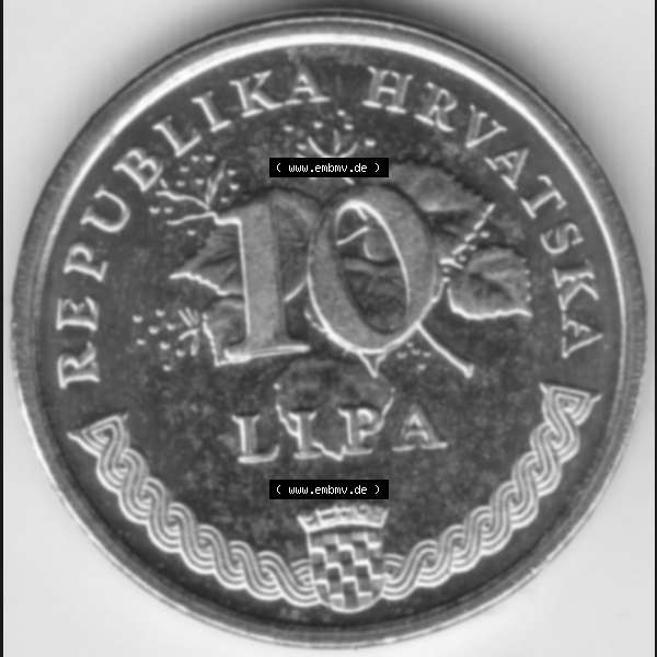 Grau bzw. s/w Münzen Kroatien Umlaufmünze 1999 5 Lipa, Bild mit Rückseite der Münze als Bildmaterial Sammlung Graustufen