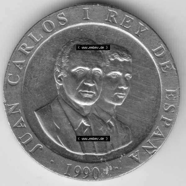 Grau bzw. s/w Münzen Spanien Umlaufmünze 1990-1990, Peseteas - Peseten 1990. Rückseite der spanischen Umlaufmünze aus Spanien vor der Euro-Einführung in Spanien zum katalogisieren... Sammlung Graustufen