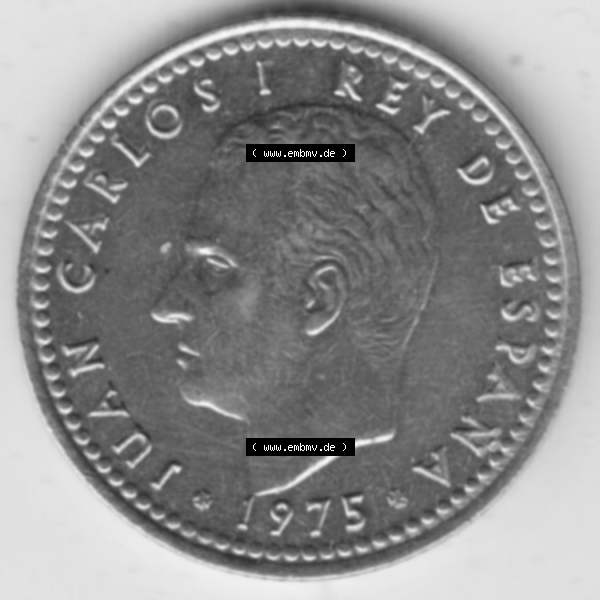 Grau bzw. s/w Münzen Spanien Umlaufmünze 1975-1975, 1 Pesete 1979. Rückseite der spanischen Umlaufmünze aus Spanien vor der Euro-Einführung in Spanien zum katalogisieren im spanischen... Sammlung Graustufen