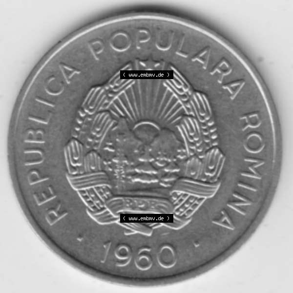 Grau bzw. s/w Münzen Rumänien Umlaufmünze 1960-1960, 25 Bani, Bild mit Rückseite der Münze als Bildmaterial Sammlung Graustufen