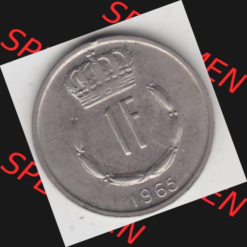 Münzen Luxemburg Umlaufmünze 1965-1984, 1 Franken - Francs 1965, Bild mit Vorderseite der Münze als Bildmaterial Sammlung