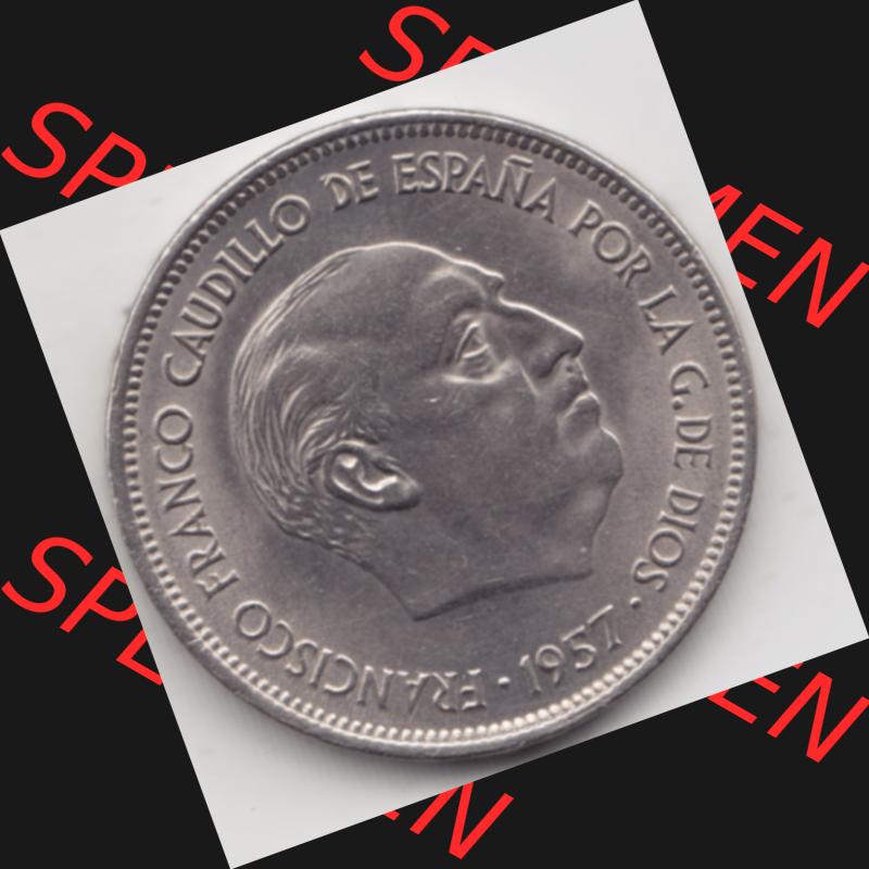 Münzen Spanien Umlaufmünze 1957-1957, 25 Peseten 1968. Rückseite der spanischen Umlaufmünze aus Spanien vor der Euro-Einführung in Spanien zum katalogisieren im spanischen... Sammlung