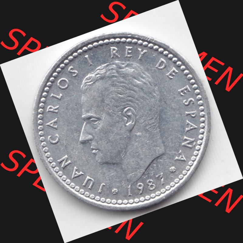 Münzen Spanien Umlaufmünze 1982-1989, 1 Peseta, 1 Pesete 1987. Rückseite der spanischen Umlaufmünze aus Spanien vor der Euro-Einführung in Spanien zum katalogisieren... Sammlung