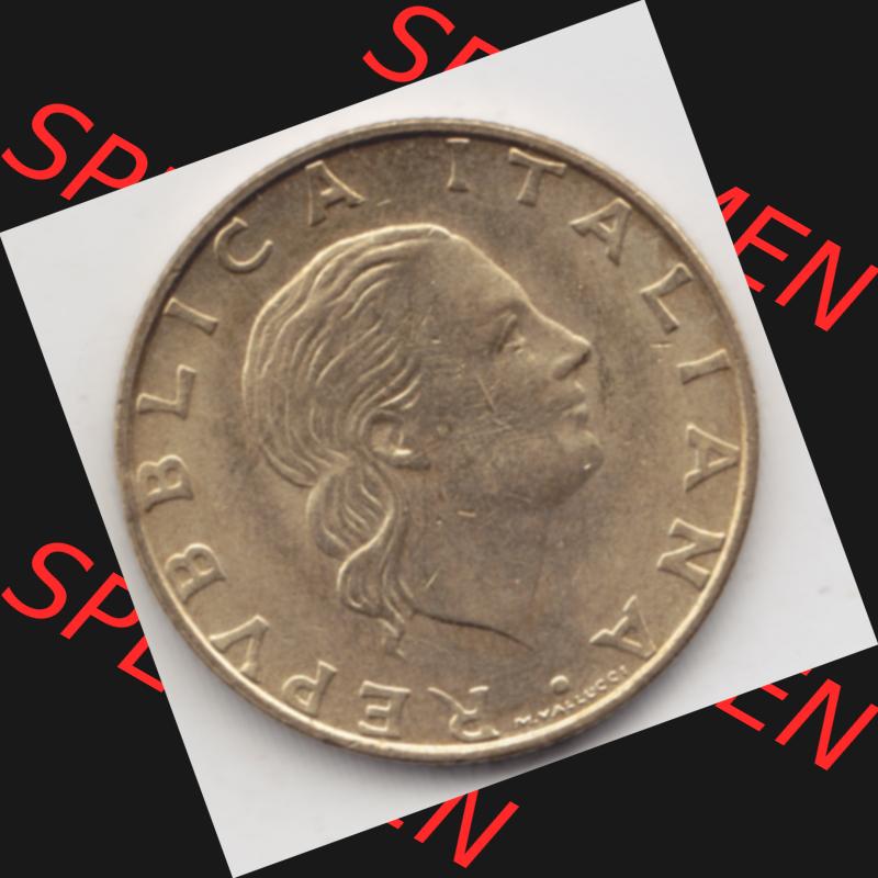 Münzen Italien Gedenkmünze 1999-1999, 200 Lire Carabinieri, Schutz der Kunsterbe. Rückseite der alten italienischen Münze aus Italien in der italienischen Lira-Währung... Sammlung