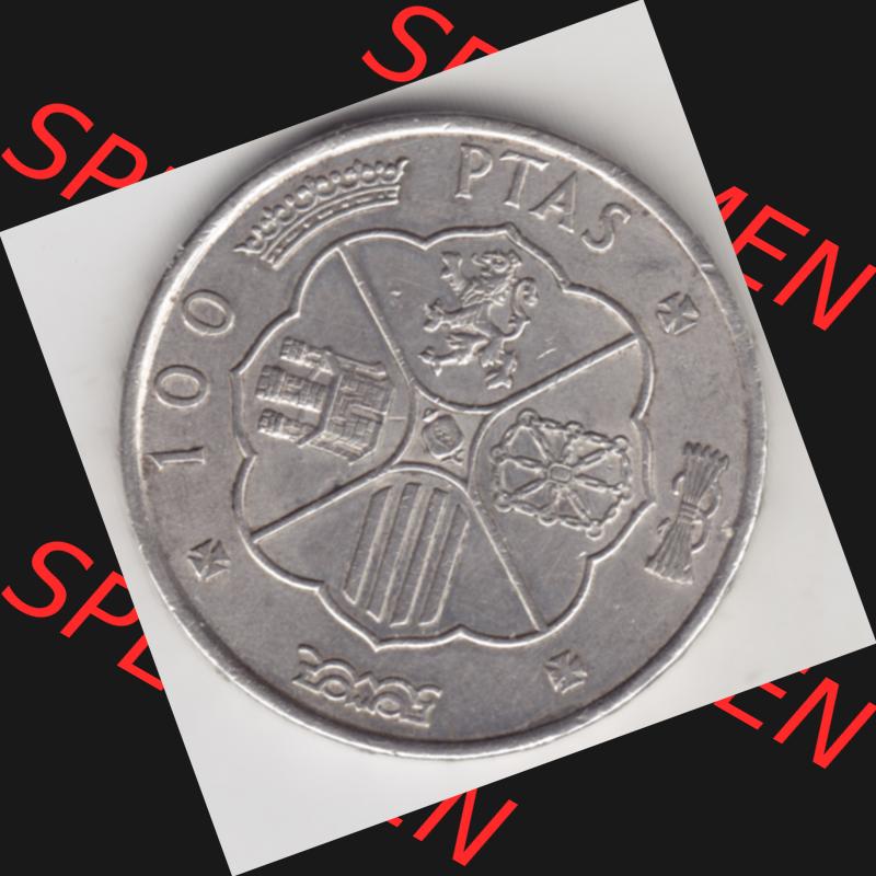 Münzen Spanien Umlaufmünze 1966-1966, 100 Peseten Silber. Vorderseite der alten Peseten Umlaufmünze aus Spanien vor Einführung der Euromünzen in Spanien zum katalogisieren... Sammlung