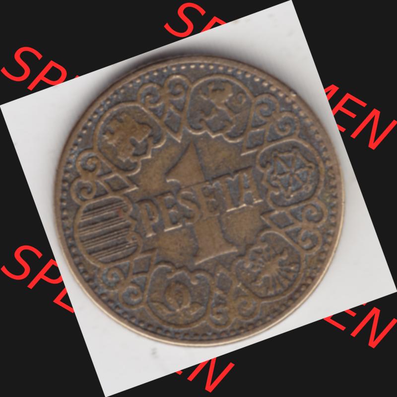 Münzen Spanien Umlaufmünze 1944-1944, 1 Pesete 1944. Vorderseite der Peseten Umlaufmünze aus Spanien vor Einführung der Euromünzen in Spanien zum katalogisieren im... Sammlung