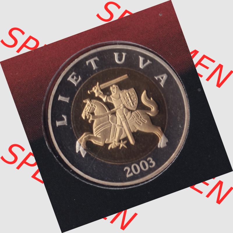 Münzen Litauen Umlaufmünze 2003, 5 Litai, Bild mit Rückseite der Münze als Bildmaterial Sammlung