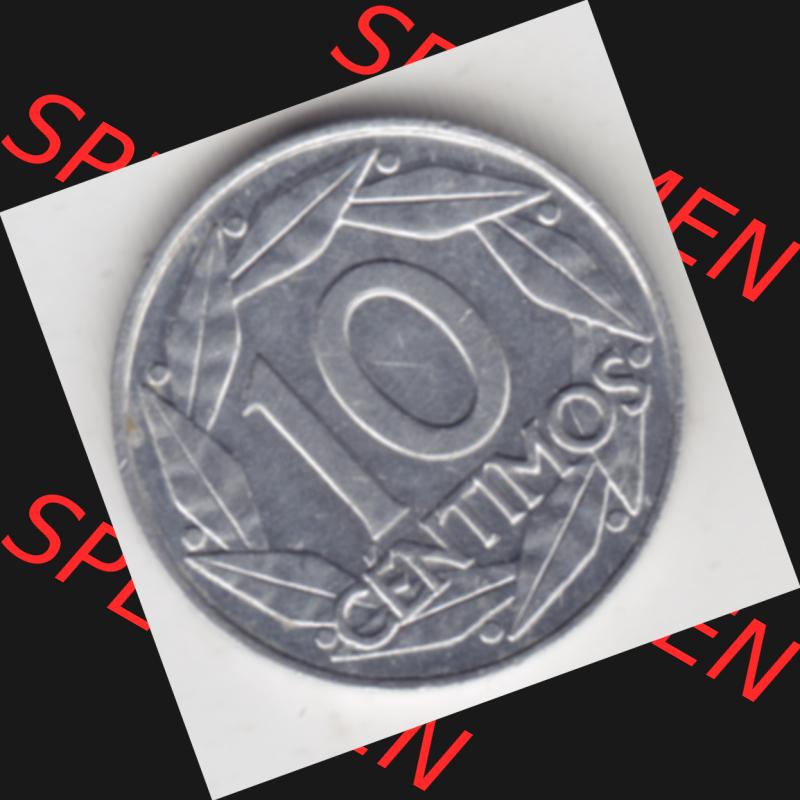 Münzen Spanien Umlaufmünze 1959-1959, 10 Centimos 1959. Vorderseite der Peseten Umlaufmünze aus Spanien vor Einführung der Euromünzen in Spanien zum katalogisieren... Sammlung