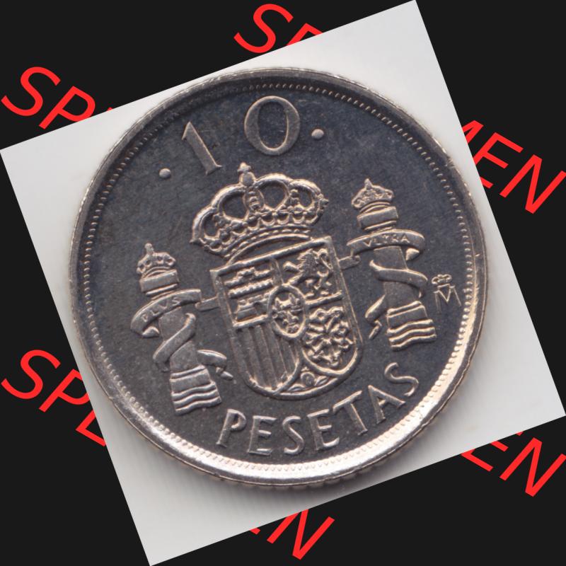 Münzen Spanien Umlaufmünze 1998-2000, 10 Pesetas, Peseten 1999. Vorderseite der alten Peseten Umlaufmünze aus Spanien vor Einführung der Euromünzen in Spanien... Sammlung