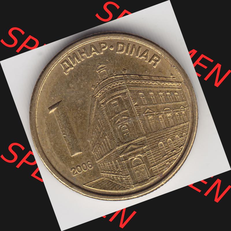 Münzen Serbien Umlaufmünze 2005-2009, 1 Dinar 2006. Münzen aus Serbien als Bildmaterial für Sammler und Münzen-Webseiten hier im online Katalog und Datenbank für... Sammlung