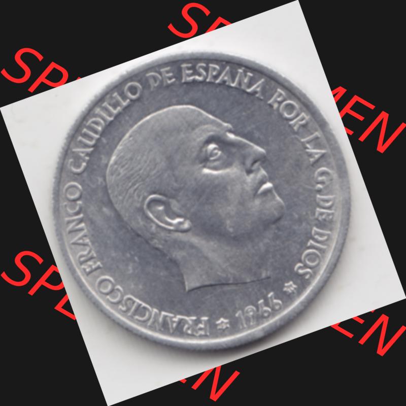 Münzen Spanien Umlaufmünze 1966-1966, 50 Centomis. Rückseite der spanischen Umlaufmünze aus Spanien vor der Euro-Einführung in Spanien zum katalogisieren im spanischen... Sammlung