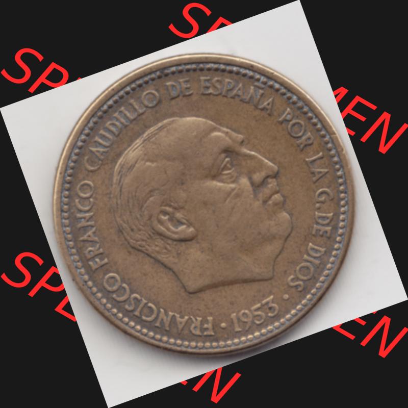Münzen Spanien Umlaufmünze 1953-1953, 2,50 Peseten 1953. Rückseite der spanischen Umlaufmünze aus Spanien vor der Euro-Einführung in Spanien zum katalogisieren... Sammlung