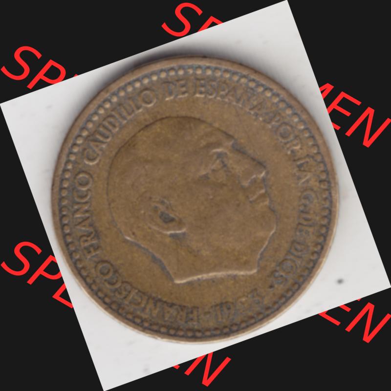 Münzen Spanien Umlaufmünze 1946-1963, 1 Peseta-Pesete 19x3. Rückseite der spanischen Umlaufmünze aus Spanien vor der Euro-Einführung in Spanien zum katalogisieren... Sammlung