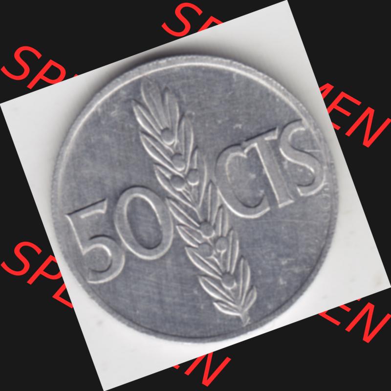 Münzen Spanien Umlaufmünze 1966-1966, 50 Centomis. Vorderseite der alten Peseten Umlaufmünze aus Spanien vor Einführung der Euromünzen in Spanien zum katalogisieren... Sammlung