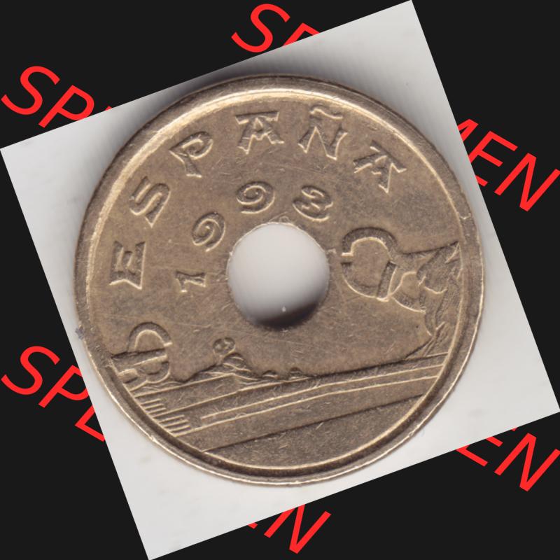 Münzen Spanien Umlaufmünze 1993-1993, 25 PTAS - Peseten 1993. Rückseite der spanischen Umlaufmünze aus Spanien vor der Euro-Einführung in Spanien zum katalogisieren... Sammlung