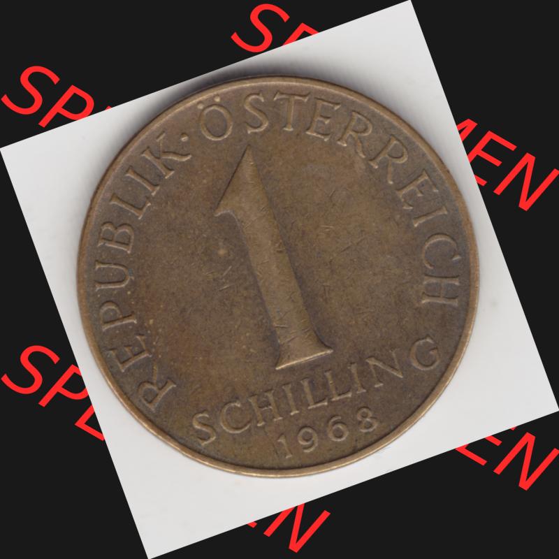 Münzen Österreich Umlaufmünze 1959-2001, 1 Schilling 1968, Bild mit Vorderseite der Münze aus Österreich als Bildmaterial, für dich selbst Sammlung