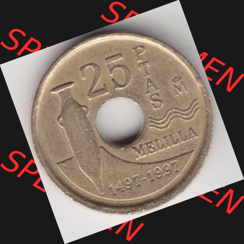 Münzen Spanien Umlaufmünze 1997-1997, 25 PTAS - Peseten 1997. Vorderseite der alten Peseten Umlaufmünze aus Spanien vor Einführung der Euromünzen in Spanien zum katalogisieren... Sammlung