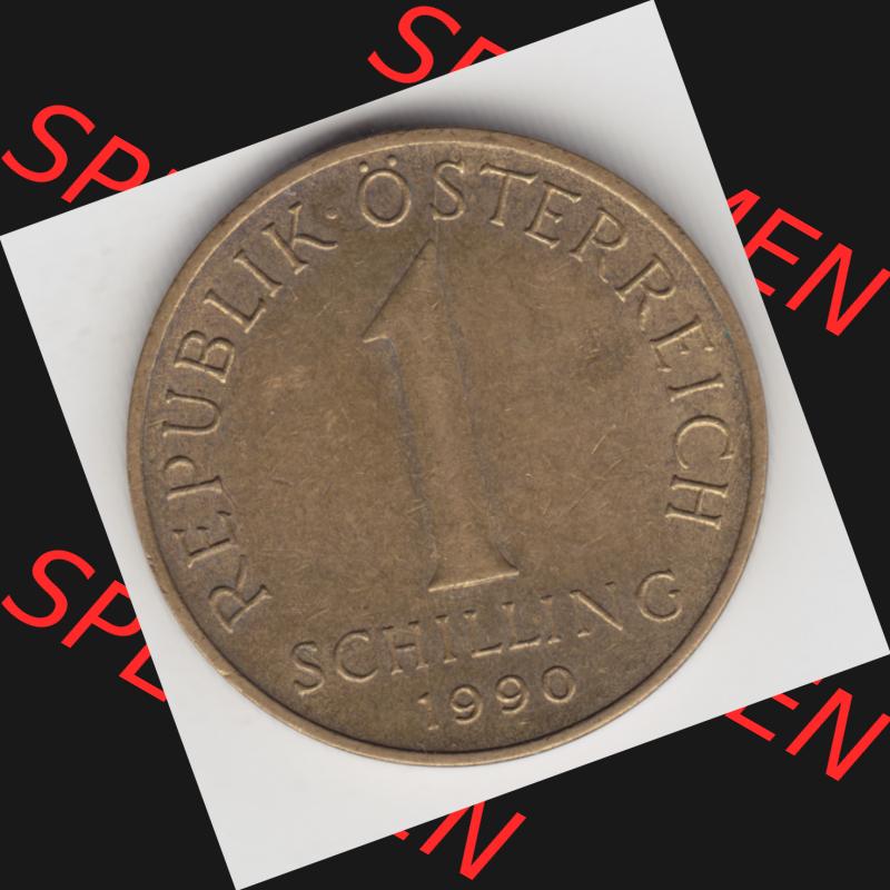 Münzen Österreich Umlaufmünze 1959-2001, 1 Schilling 1990, Bild mit Vorderseite der Münze aus Österreich als Bildmaterial, für dich selbst Sammlung