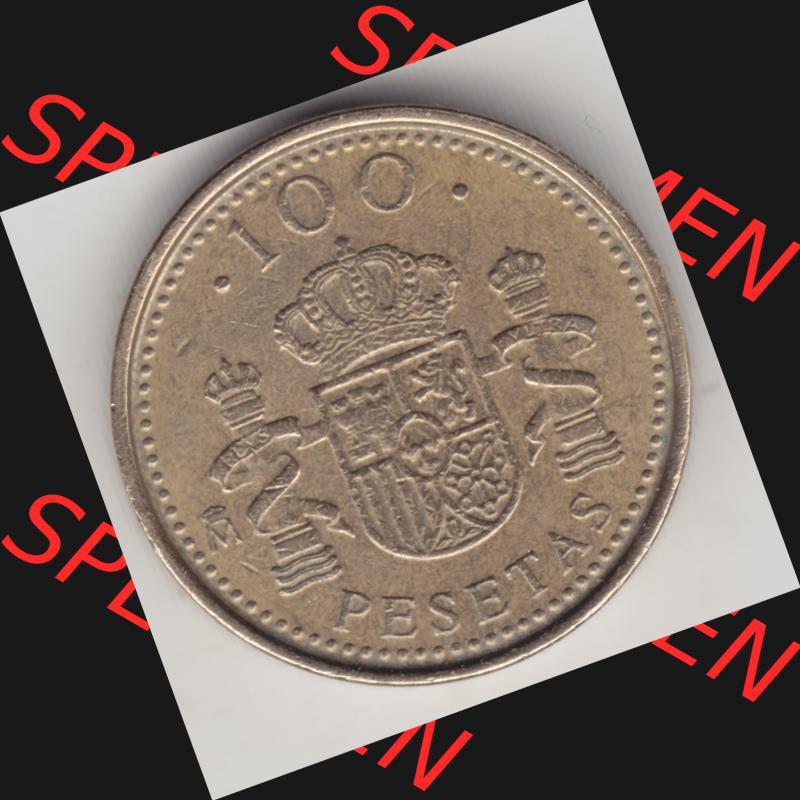Münzen Spanien Umlaufmünze 1998-2000, 100 Pesetas - Peseten 1998. Vorderseite der alten Peseten Umlaufmünze aus Spanien vor Einführung der Euromünzen in Spanien zum... Sammlung