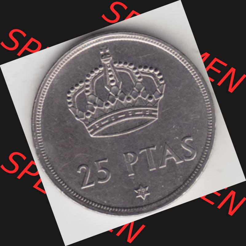 Münzen Spanien Umlaufmünze 1975-1975, 25 Peseten 1979. Vorderseite der alten Peseten Umlaufmünze aus Spanien vor Einführung der Euromünzen in Spanien zum katalogisieren... Sammlung