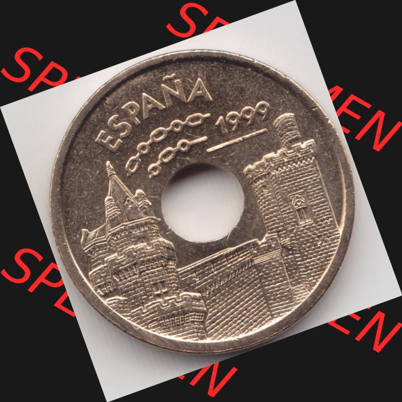 Münzen Spanien Umlaufmünze 1999-1999, 25 PTAS, Peseten 1999. Rückseite der spanischen Umlaufmünze aus Spanien vor der Euro-Einführung in Spanien zum katalogisieren... Sammlung