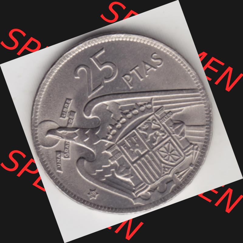 Münzen Spanien Umlaufmünze 1957-1957, 25 Peseten 1968. Vorderseite der Peseten Umlaufmünze aus Spanien vor Einführung der Euromünzen in Spanien zum katalogisieren... Sammlung