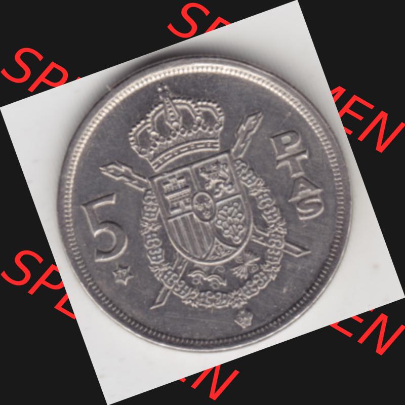 Münzen Spanien Umlaufmünze 1975-1975, 5 Peseten 1979. Vorderseite der alten Peseten Umlaufmünze aus Spanien vor Einführung der Euromünzen in Spanien zum katalogisieren... Sammlung