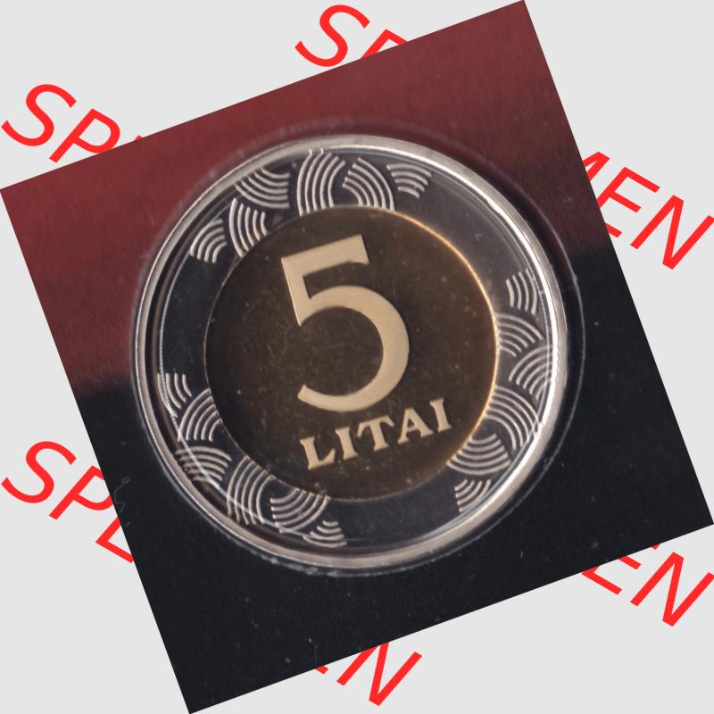 Münzen Litauen Umlaufmünze 2003, 5 Litai, Bild mit Vorderseite der Münze als Bildmaterial Sammlung