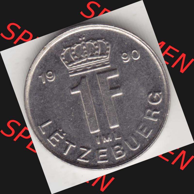Münzen Luxemburg Umlaufmünze 1988-1995, 1 Franken - Francs 1990, Bild mit Vorderseite der Münze als Bildmaterial Sammlung