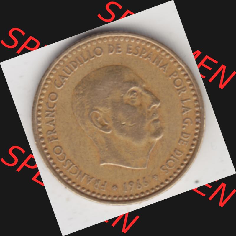 Münzen Spanien Umlaufmünze 1966-1966, 1 Peseta, Pesete. Rückseite der spanischen Umlaufmünze aus Spanien vor der Euro-Einführung in Spanien zum katalogisieren... Sammlung