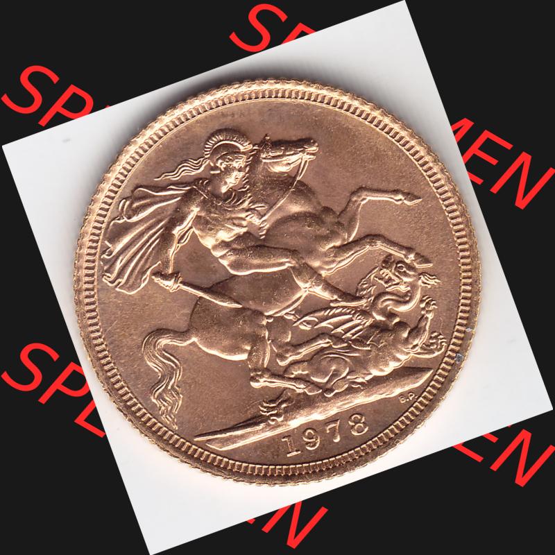 Münzen Großbritannien Goldmünze 1974-1984, 1 Sovereign 1978. Vorderseite der alten britischen Münze aus Großbritannien zum katalogisieren und verwalten im Münzen-Katalog... Sammlung