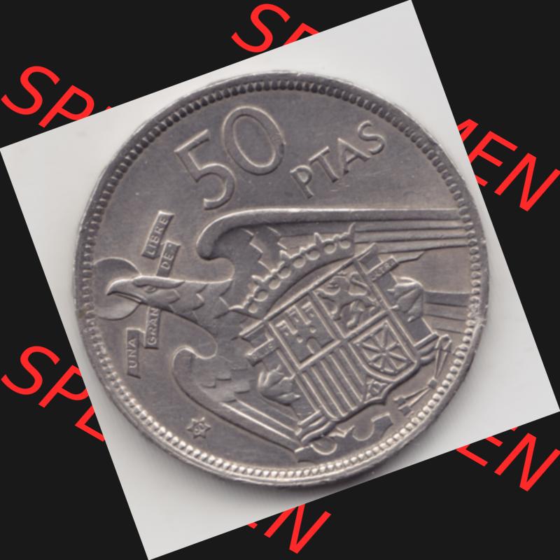 Münzen Spanien Umlaufmünze 1957-1957, 50 Peseten 1960. Vorderseite der Peseten Umlaufmünze aus Spanien vor Einführung der Euromünzen in Spanien zum katalogisieren... Sammlung