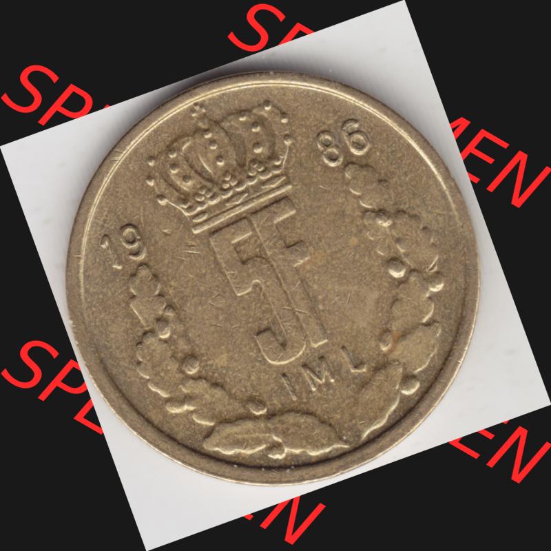Münzen Luxemburg Umlaufmünze 1986-1988, 5 F, Francs, Franken 1986, Bild mit Vorderseite der Münze als Bildmaterial Sammlung