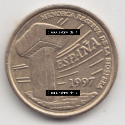 Münzen Spanien Umlaufmünze 1997-1997, 5 Peseten 1997. Rückseite der spanischen Umlaufmünze aus Spanien vor der Euro-Einführung in Spanien zum katalogisieren im spanischen... Sammlung