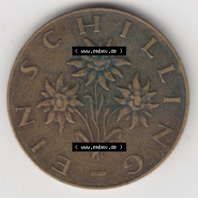 Münzen Österreich Umlaufmünze 1959-2001, 1 Schilling 1962, Bild mit Rückseite der österreichischen Münze als Bildmaterial, des Bildes zur deiner Nutzung Sammlung