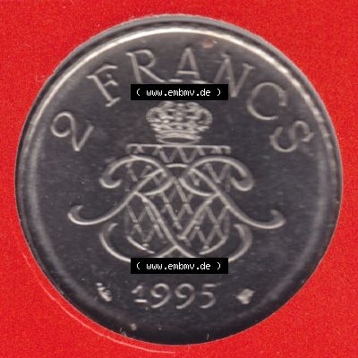 Münzen Monaco Umlaufmünze 1995-1995, 2 Francs 1995 (1) Sammlung