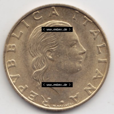Münzen Italien Gedenkmünze 1999-1999, 200 Lire Carabinieri, Schutz der Kunsterbe. Rückseite der alten italienischen Münze aus Italien in der italienischen Lira-Währung... Sammlung