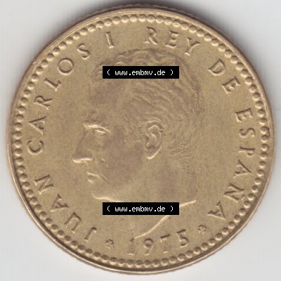 Münzen Spanien Umlaufmünze 1975, 1975-1980, Una Peseta, 1 Pesete 1979. Rückseite der spanischen Umlaufmünze aus Spanien vor der Euro-Einführung in Spanien... Sammlung