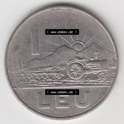 Münzen Rumänien Umlaufmünze 1966-1966, 1 Leu Kursmünze, Bild mit Vorderseite der Münze als Bildmaterial Sammlung