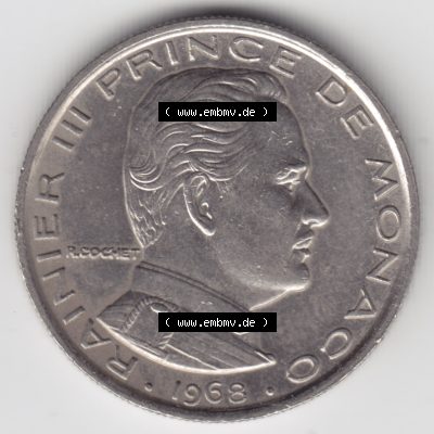 Münzen Monaco Umlaufmünze 1960-1995, 1 Fr, Franc, Franken Rainier III Prince de Monaco I. 1968 (2) Sammlung