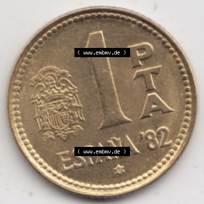 Münzen Spanien Umlaufmünze 1980-1980, 1 Pesete 1981. Vorderseite der alten Peseten Umlaufmünze aus Spanien vor Einführung der Euromünzen in Spanien zum katalogisieren... Sammlung