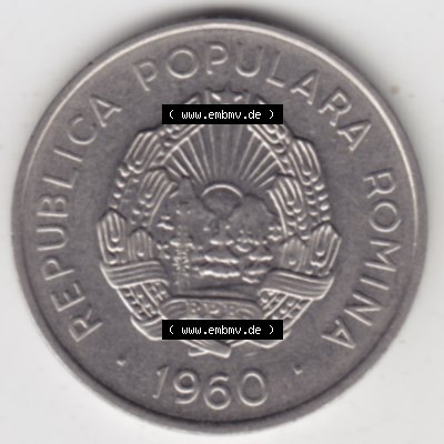 Münzen Rumänien Umlaufmünze 1960-1960, 25 Bani, Bild mit Rückseite der Münze als Bildmaterial Sammlung