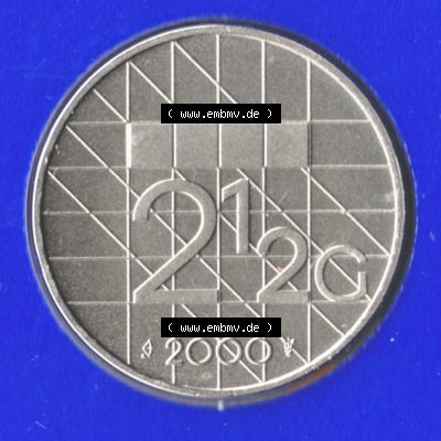 Münzen Niederlande Umlaufmünze 1982-2000, 2.50 Gulden, Bild mit Vorderseite der Münze als Bildmaterial Sammlung