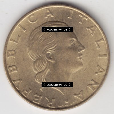 Münzen Italien Gedenkmünze 1994-1994, 200 Lire 180 Jahre Carabinieri. Rückseite der alten italienischen Münze aus Italien in der italienischen Lira-Währung zum katalogisieren... Sammlung